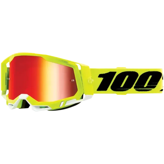 Gafas Motocross 100 Racercraft 2 Amarillo lente espejo rojo + lente transparente + tirables