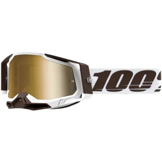 Gafas Motocross 100 Racecraft Snowbird lente iridium oro + lente transparente + tirables