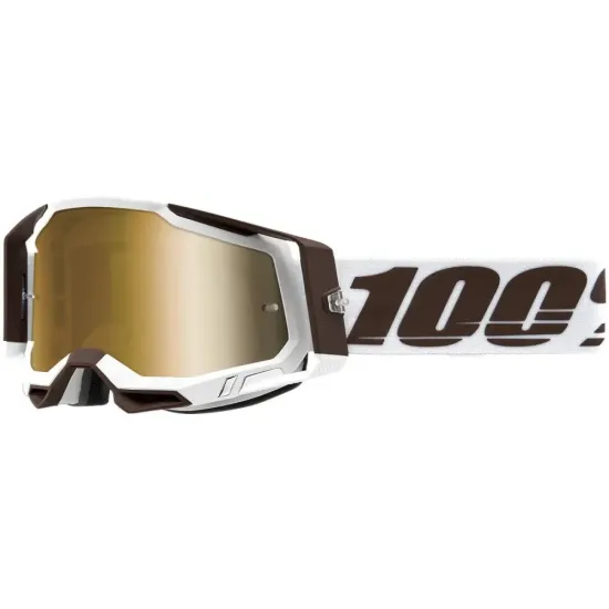 Gafas Motocross 100 Racecraft Snowbird lente iridium oro + lente transparente + tirables
