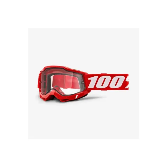 Gafas Motocross 100 Accuri 2 Enduro Rojo / lente doble transparente