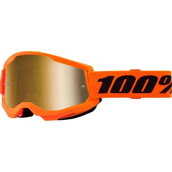 Gafas Motocross 100 strata 2 naranja Lente Espejo Oro