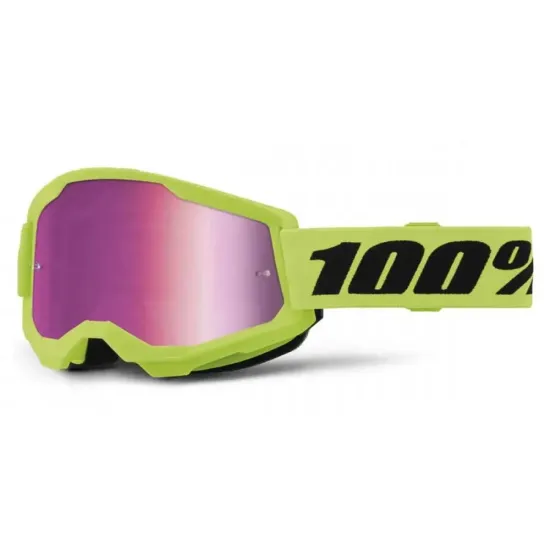 Gafas Motocross 100 strata 2 amarillo, lente Espejo Rosa