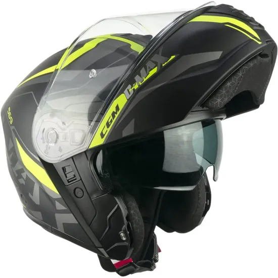 Casco moto Modular CGM 569G C-Max City Negro Giallo Fluo Opaco