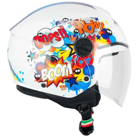 Casco moto CGM Jet 261G junior Comics Blu Blanco