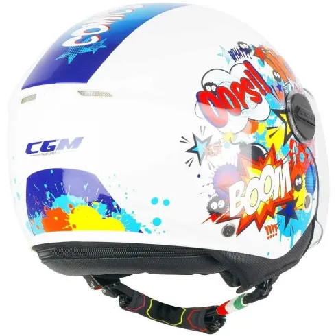 Casco moto CGM Jet 261G junior Comics Blu Blanco