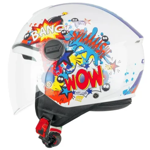 Casco moto CGM Jet 261G junior Comics Blu Blanco