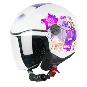 Casco moto CGM Jet 261G junior Comics Fucsia Bianco 2