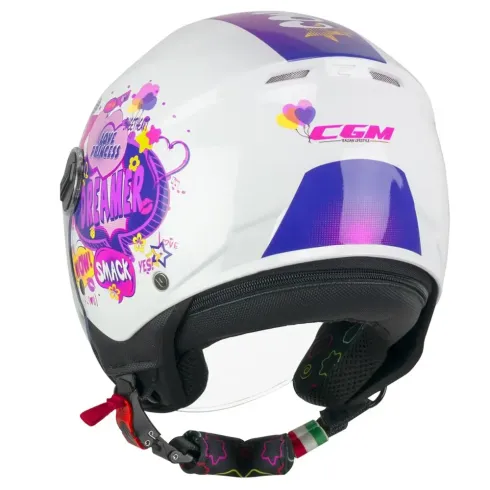 Casco moto CGM Jet 261G junior Comics Fucsia Bianco