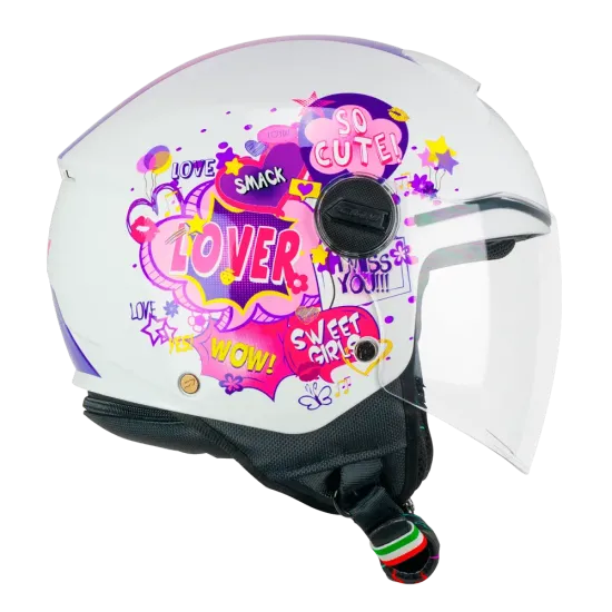 Casco moto CGM Jet 261G junior Comics Fucsia Bianco