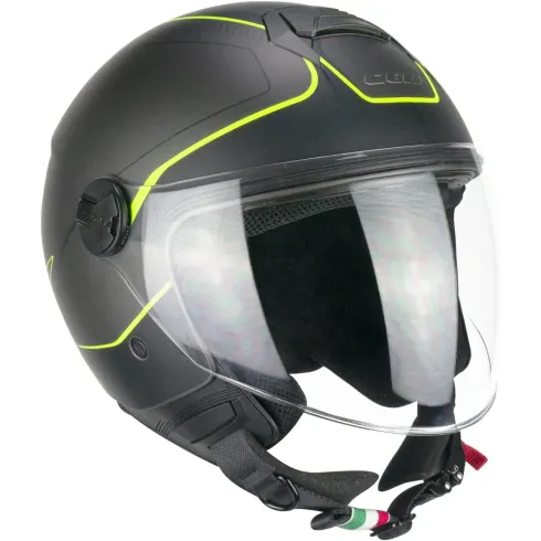 Casco moto CGM Jet167G Flo Way Antracite Giallo Fluo Satinato Lunga