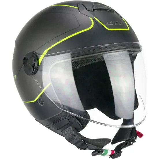 Casco moto CGM Jet167G Flo Way Antracite Giallo Fluo Satinato Lunga