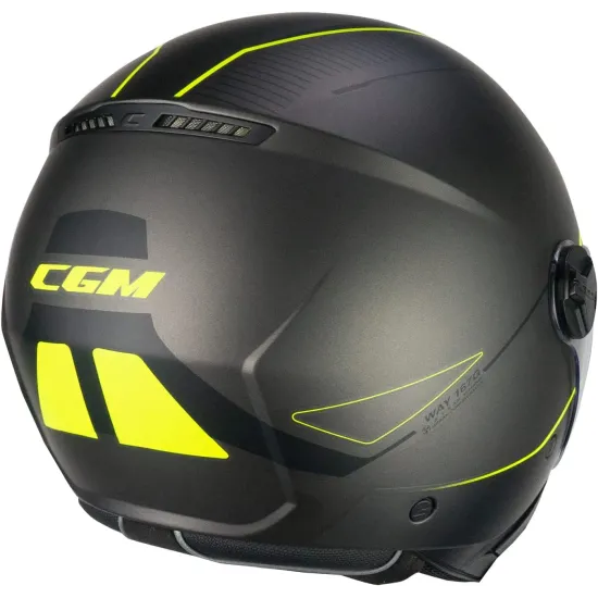 Casco moto CGM Jet167G Flo Way Antracite Giallo Fluo Satinato Lunga