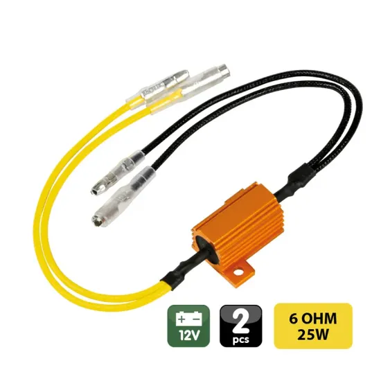 RESISTENCIAS PRECABLEADAS CON CONECTORES RÁPIDOS, 2 UDS. - 12V - 6 OHM - 25 W