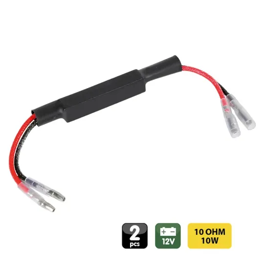 RESISTENCIAS PRECABLEADAS CON CONECTORES RÁPIDOS, 2 UDS. - 12V - 10 OHM - 10 W