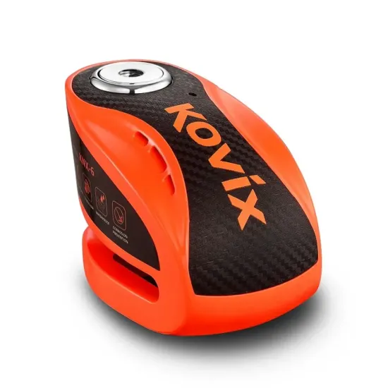 CANDADO DISCO ALARMA KOVIX (KNX10-FO) COLOR NARANJA FLUOR 10MM