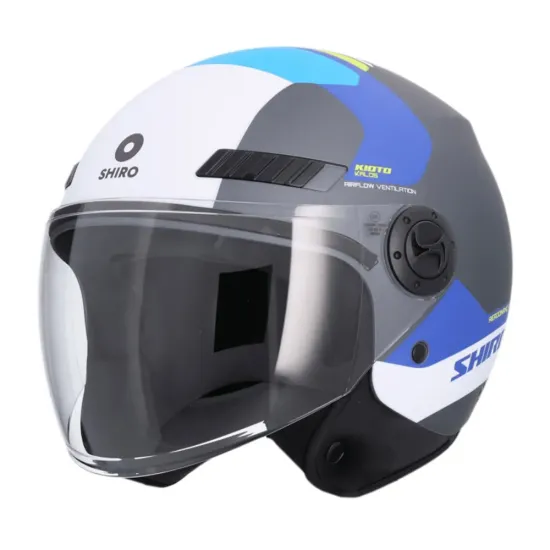 Casco Shiro Jet Kioto Kalos Titanium Mate Azul