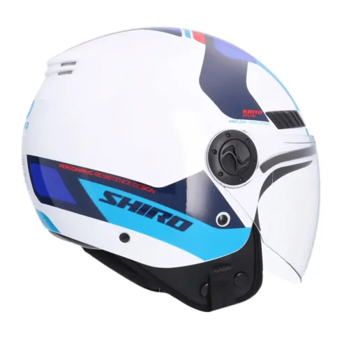 Casco Shiro Jet Kioto Kalos Blanco Azul