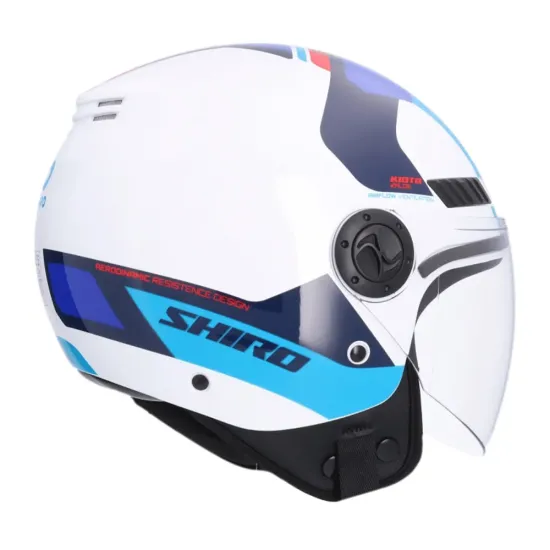 Casco Shiro Jet Kioto Kalos Blanco Azul