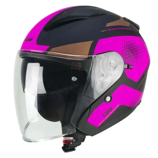 Casco Jet CGM 136G DNA GALAXY Nero Fucsia fluor