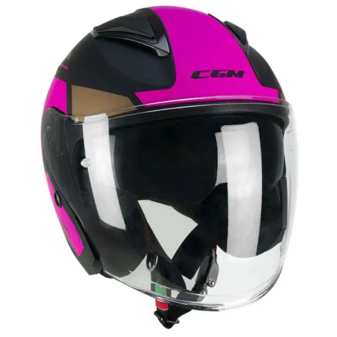 Casco Jet CGM 136G DNA GALAXY Nero Fucsia fluor