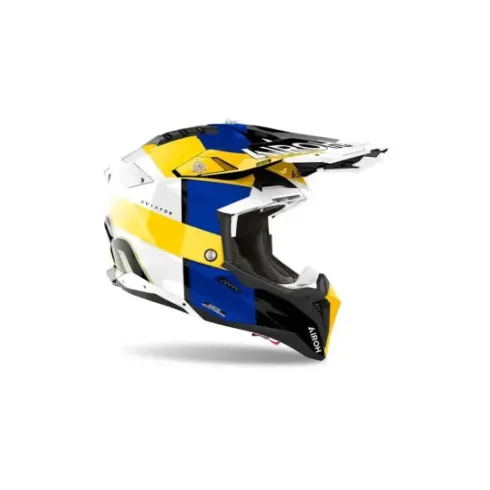 Casco Airoh aviator 3 monarch azul / amarillo brillo