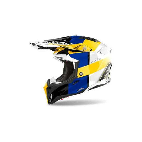 Casco Airoh aviator 3 monarch azul / amarillo brillo