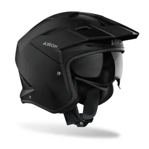 AIROH KOMBAT SOLID NEGRO MATE – Casco Jet con Visera Solar y Homologación ECE 22.06