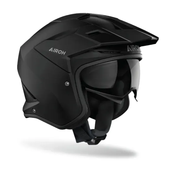 AIROH KOMBAT SOLID NEGRO MATE – Casco Jet con Visera Solar y Homologación ECE 22.06