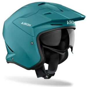 Casco Jet Airoh Kombakt Solid Verde Mate - Casco Jet con Visera Solar y Homologación ECE 22.06