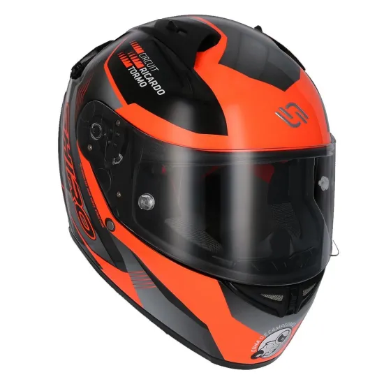 Casco Shiro Junior sh-336 cuna de campeones naranja fluor