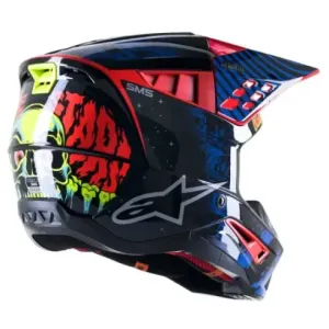 Casco Alpinestars S-M5 Solar Flare Negro/Azul/Amrillo Fluor 2