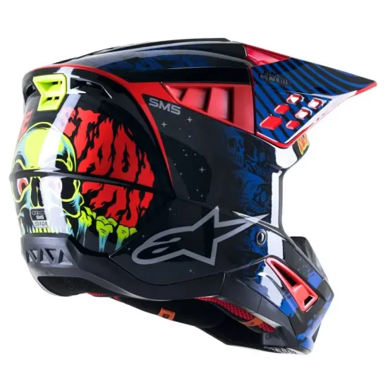 Casco Alpinestars S-M5 Solar Flare Negro/Azul/Amrillo Fluor