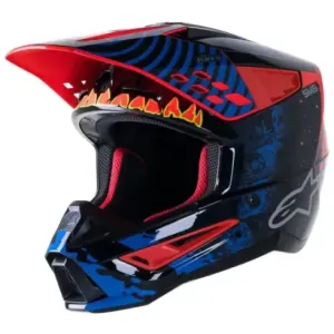 Casco Alpinestars S-M5 Solar Flare Negro/Azul/Amrillo Fluor