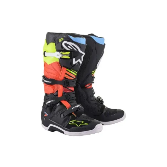Botas alpinestars tech7 Negro Amarillo Fluor Rojo Fluor