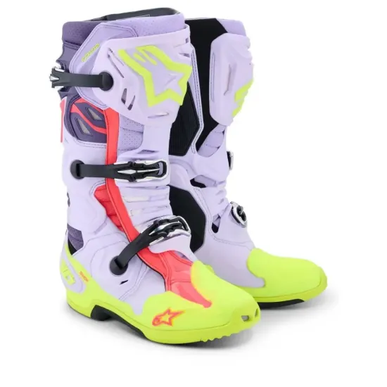 Botas Alpinestars tech 10 SUPERVENTED Morada, Amarilla, Negra