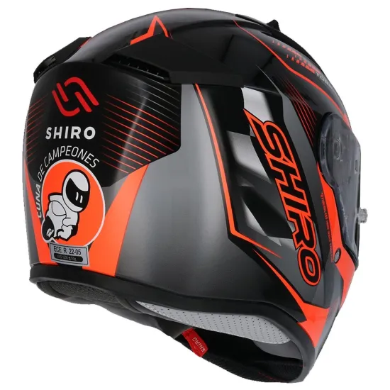 Casco Shiro Junior sh-336 cuna de campeones naranja fluor
