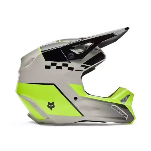 FOX V1 Junior Collect Gris/Negro/Amarillo – Casco Juvenil Versátil para Off-Road