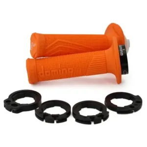 Puños Domino D100 OFF Road Color Naranja D-Lock con sistema de fijación «Lock On»