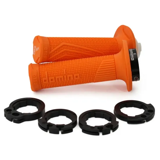 Puños Domino D100 OFF Road Color Naranja D-Lock con sistema de fijación «Lock On»