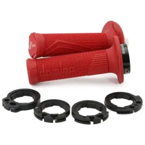 Puños Domino D100 OFF Road Color Rojo D-Lock con sistema de fijación «Lock On»