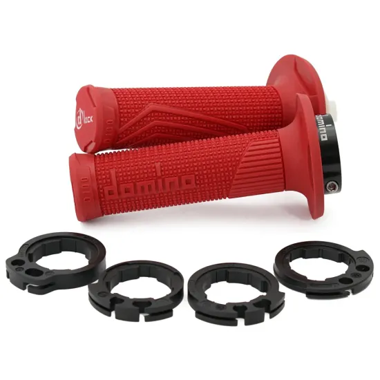 Puños Domino D100 OFF Road Color Rojo D-Lock con sistema de fijación «Lock On»