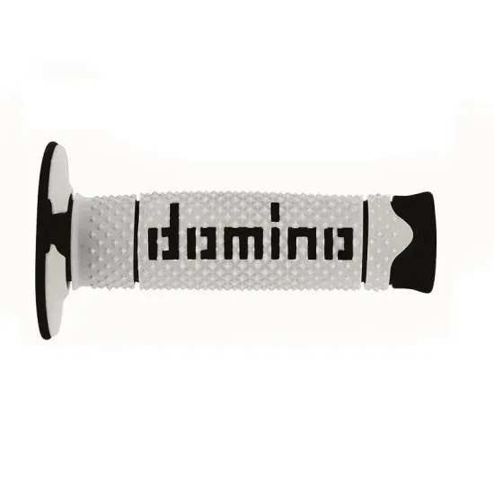 Puños Domino DSH OFF Road Blanco - Negro Cerrados D 22 mm L 120 mm