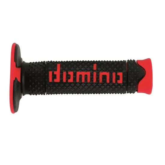 Puños Domino DSH OFF Road Negro - Rojo Cerrados D 22 mm L 120 mm