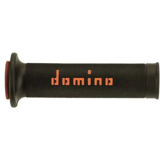 Puños Domino On Road Negro - Naranja Abiertos D 22 mm L 120-125 mm