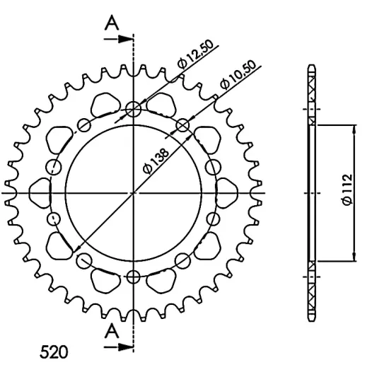 Corona Supersprox Aluminio Yamaha 520 x 39