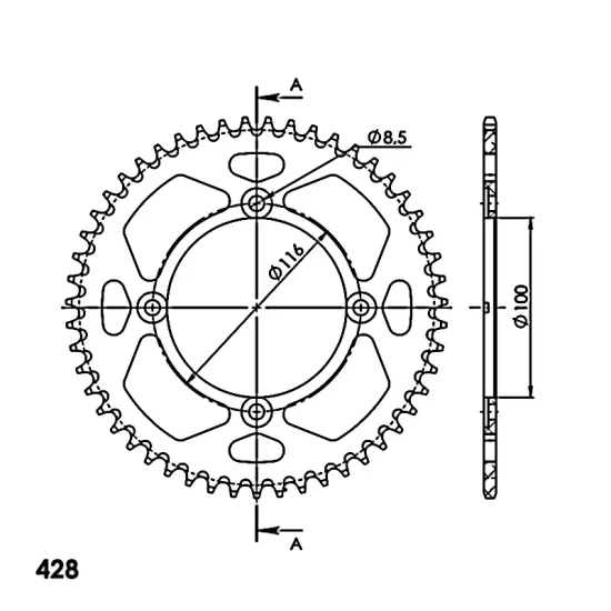 Corona Supersprox Aluminio Kawasaki 428 x 50