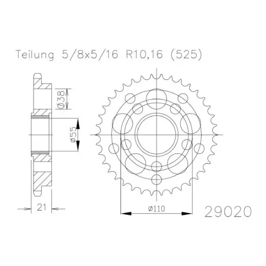 Corona Supersprox acero Ducati 525 x 36