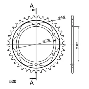 Corona Supersprox acero Yamaha 520 x 37