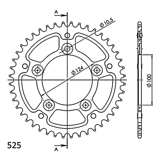 Corona Supersprox Stealth Negra Ducati 525 x 44