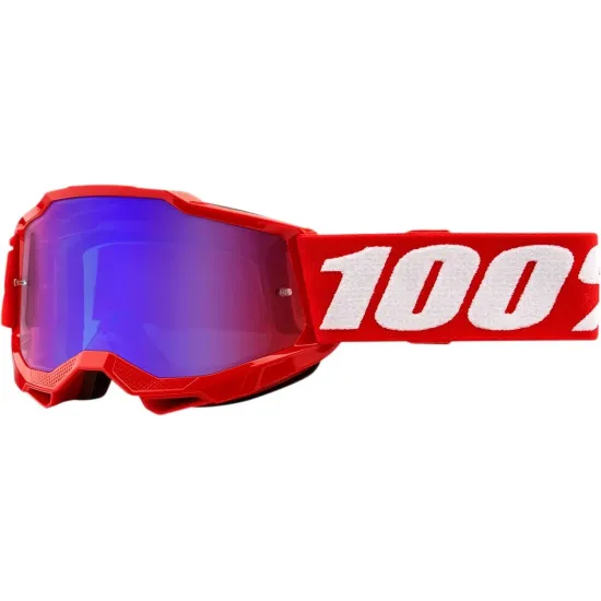 Gafas moto 100% accuri 2 junior rojo espejo azul